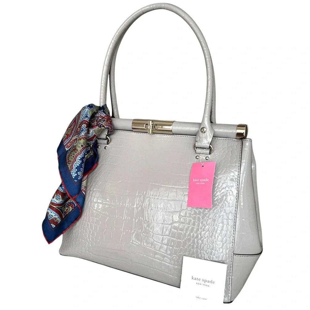 🆕 Kate Spade Patent Constance Large Shoulder Bag Gray